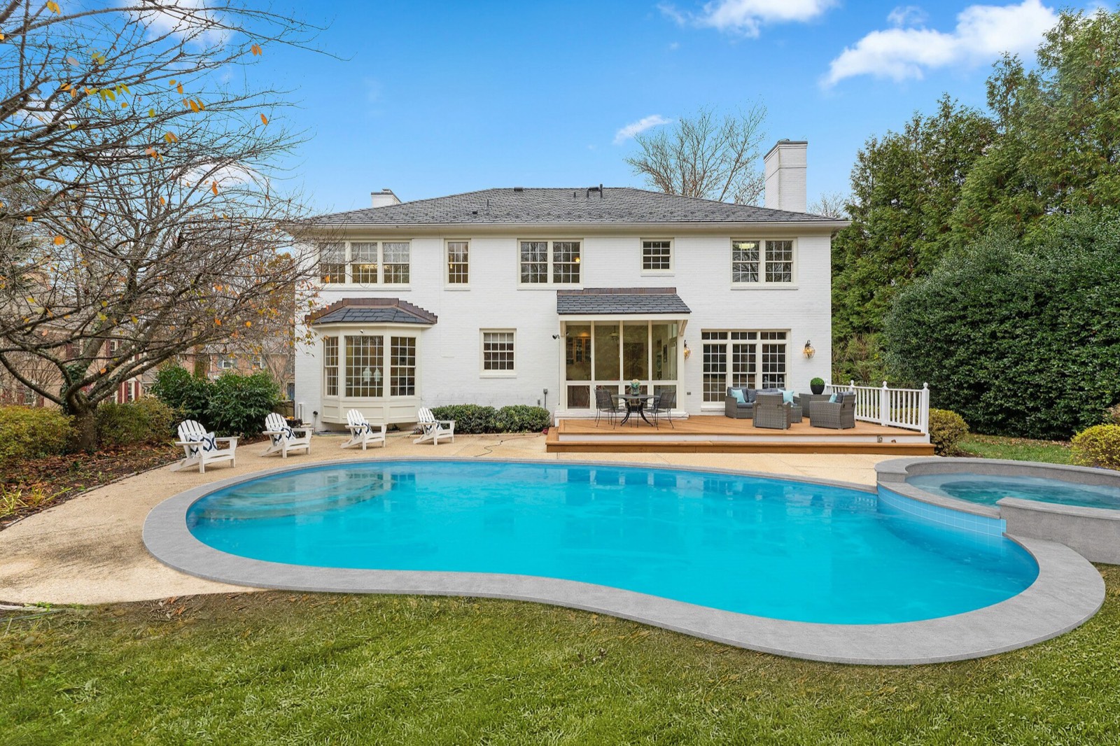 Concrete patio and pool deck at a home