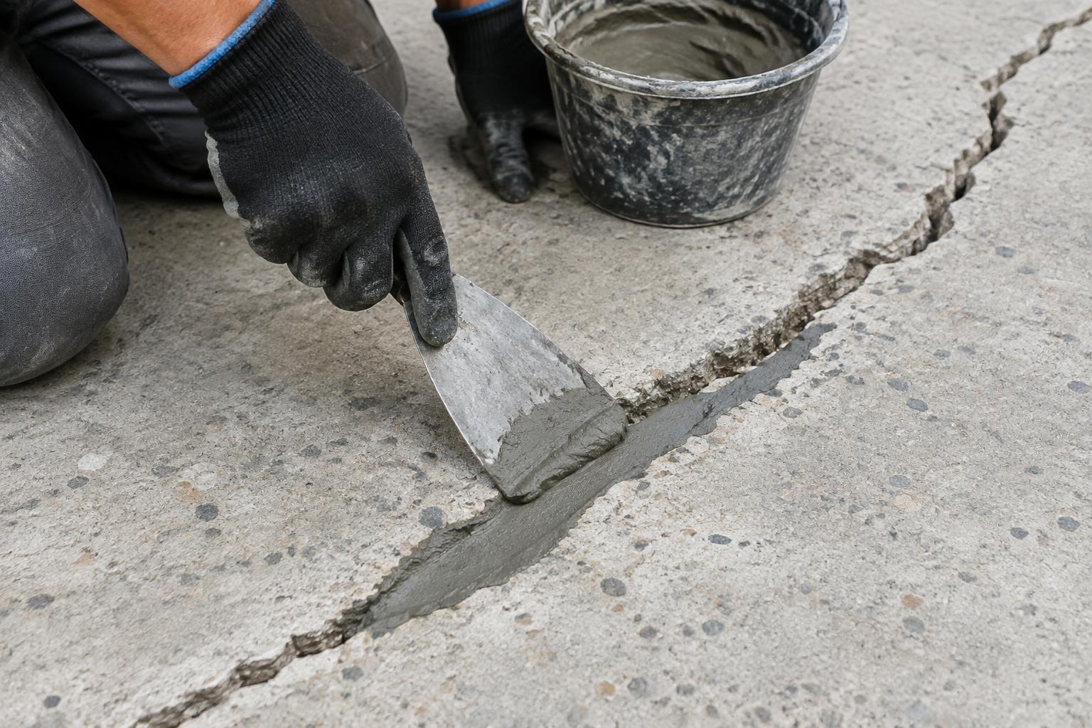 Crack repair on a concrete slab