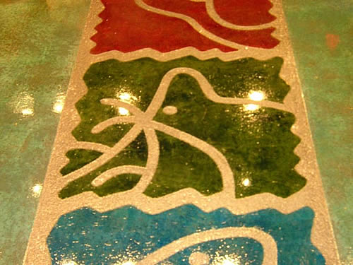 Decorative stained concrete inlay detail